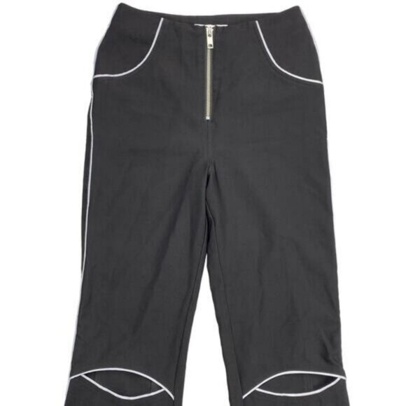 I.AM.GIA Black High Waist Reflective Trim Cut Out Knee Jet Pants Small - Picture 4 of 7